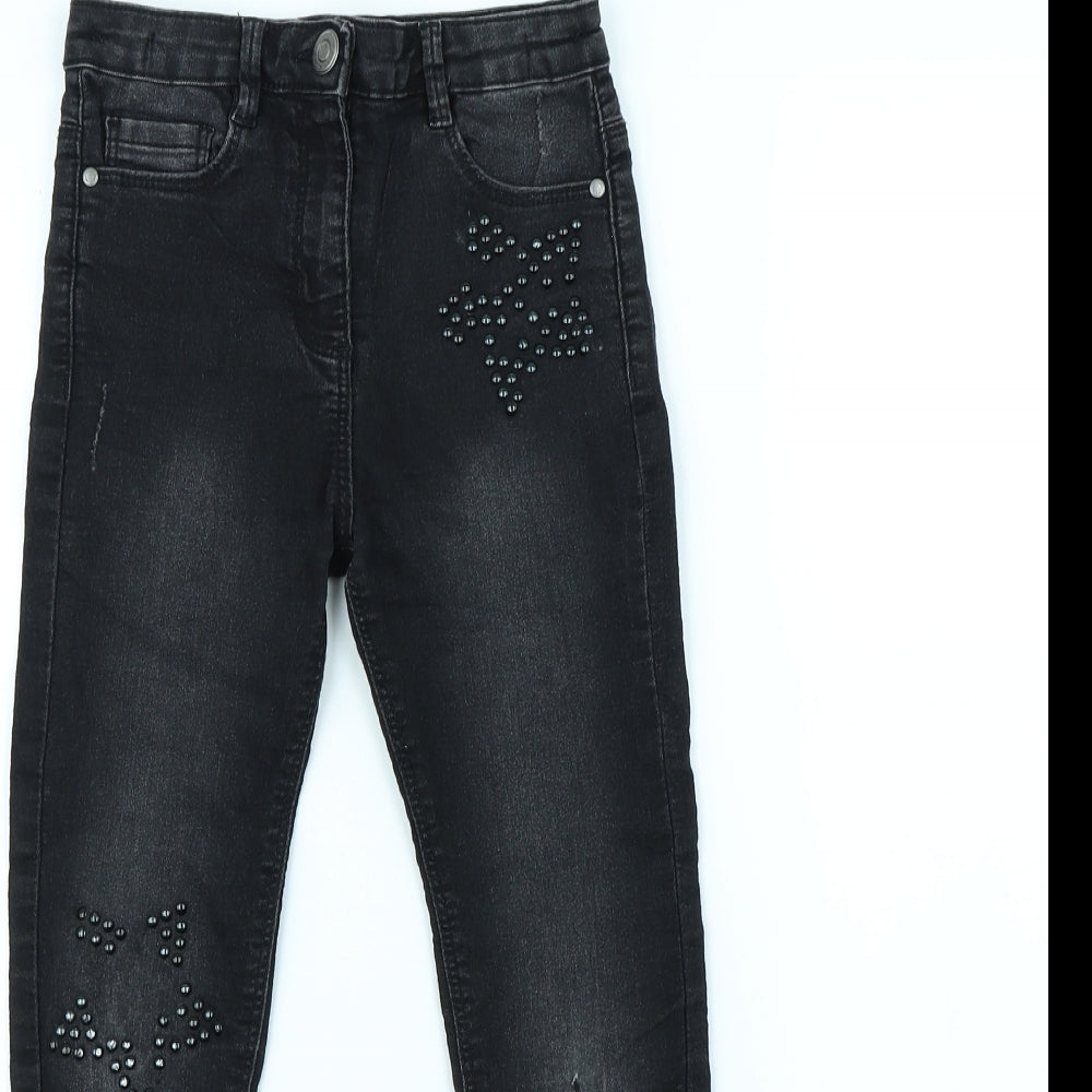 Preworn Girls Black   Skinny Jeans Size 8 Years