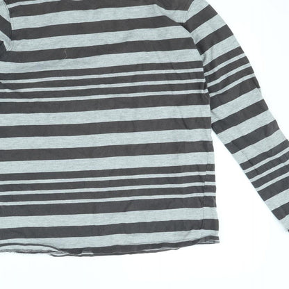 kiin Womens Grey Striped  Basic T-Shirt Size 12