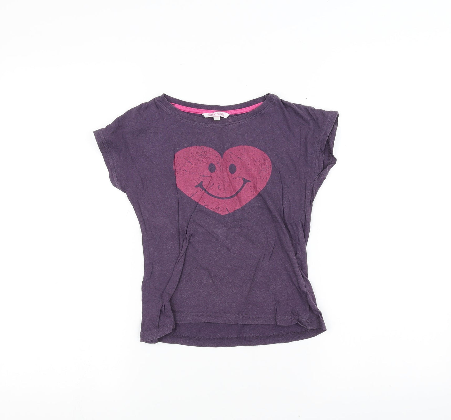 Miss E-vie Girls Purple   Basic T-Shirt Size 8-9 Years  - Love Heart