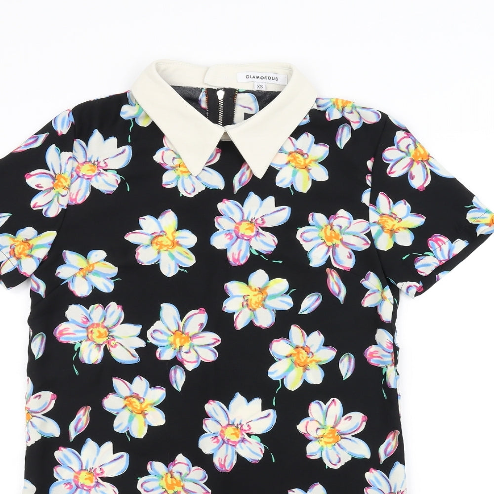 Womens UK Size XS glamourous Black Basic Polo