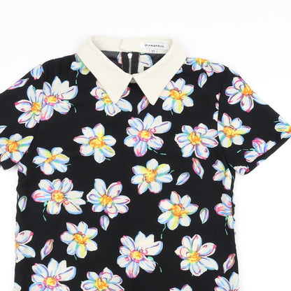 Womens UK Size XS glamourous Black Basic Polo