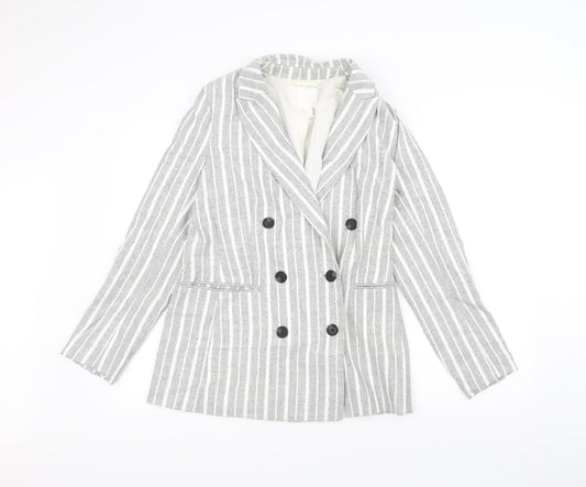 H&M Womens Grey Striped  Jacket  Size 8