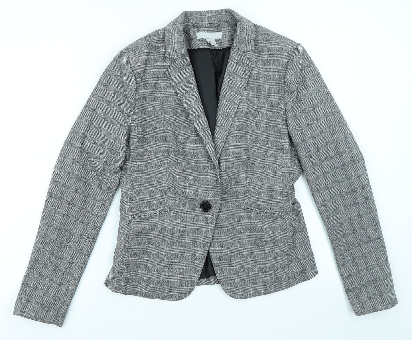 H&M Womens Grey Check  Jacket Blazer Size 10