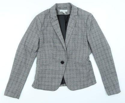 H&M Womens Grey Check  Jacket Blazer Size 10