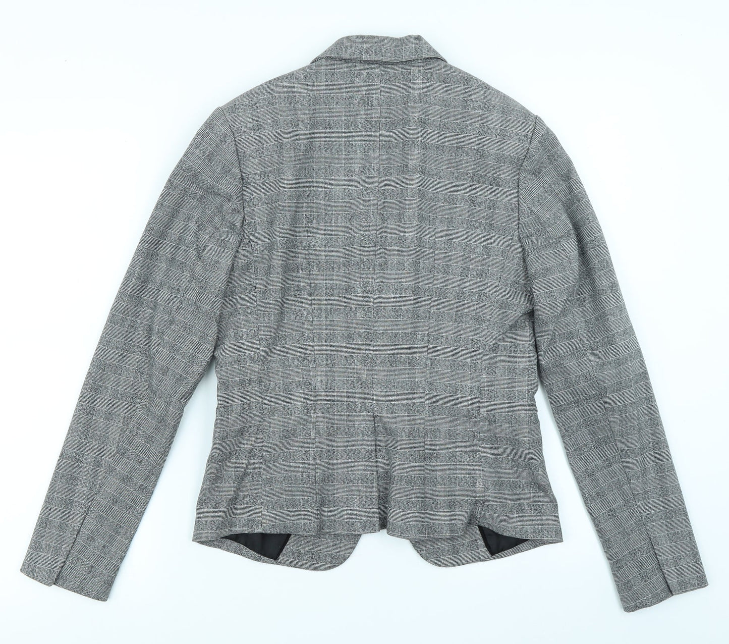 H&M Womens Grey Check  Jacket Blazer Size 10