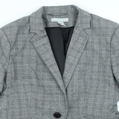 H&M Womens Grey Check  Jacket Blazer Size 10