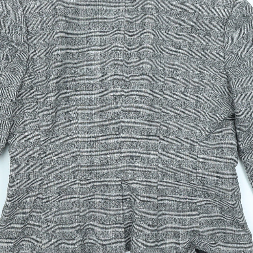 H&M Womens Grey Check  Jacket Blazer Size 10