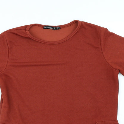 Boohoo Womens Orange   Basic T-Shirt Size 10