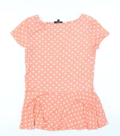 Papaya Womens Pink Polka Dot  Basic T-Shirt Size 8