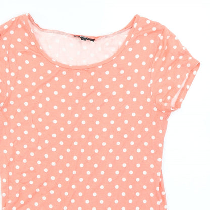 Papaya Womens Pink Polka Dot  Basic T-Shirt Size 8