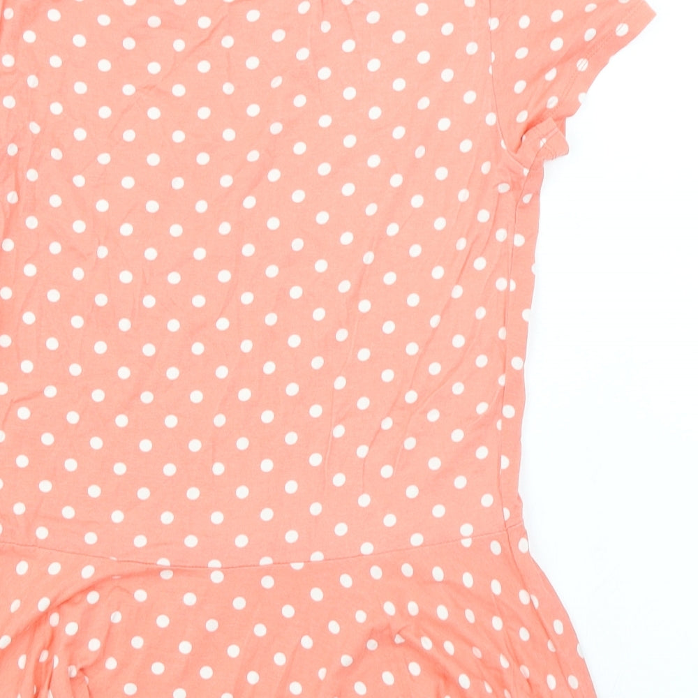 Papaya Womens Pink Polka Dot  Basic T-Shirt Size 8