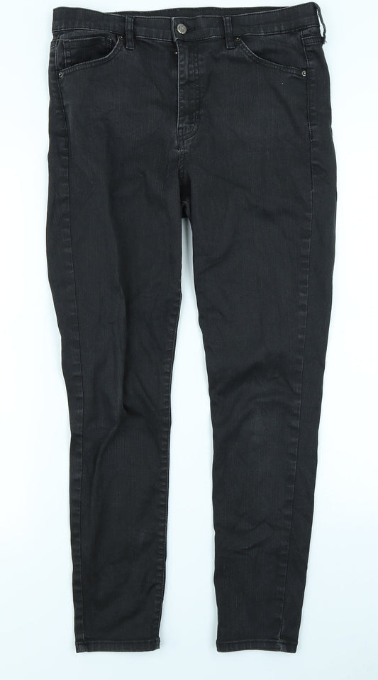 Topshop Womens Black  Denim Skinny Jeans Size 34 in L32 in