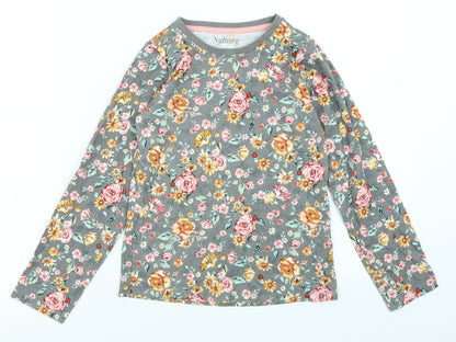 Nutmeg Girls Grey Floral  Basic T-Shirt Size 8-9 Years
