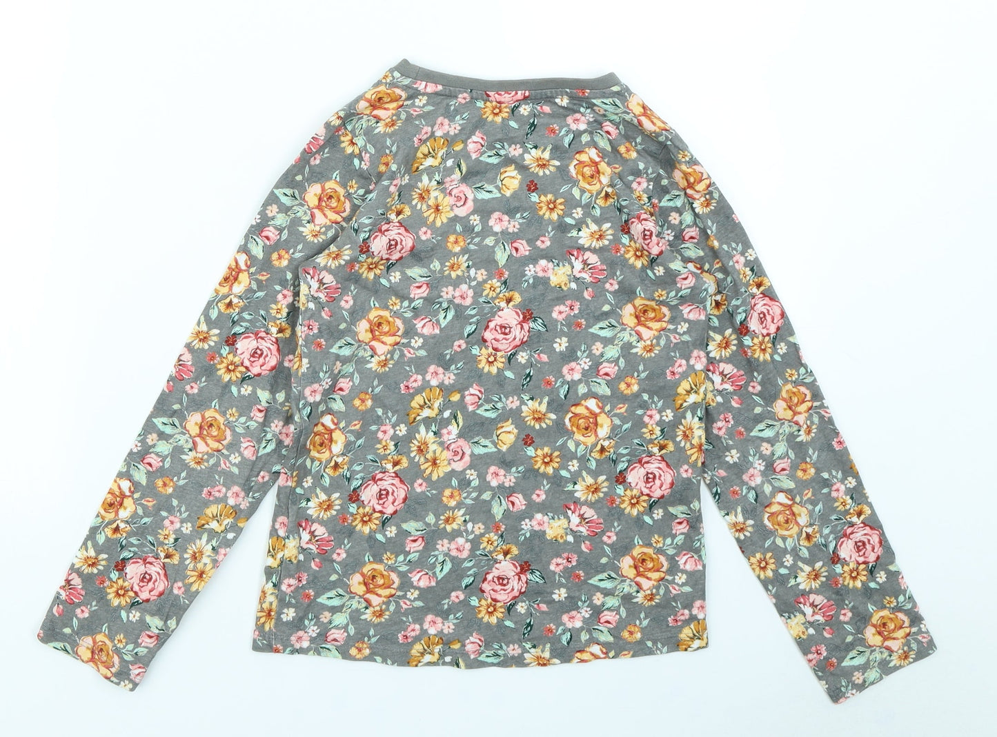 Nutmeg Girls Grey Floral  Basic T-Shirt Size 8-9 Years