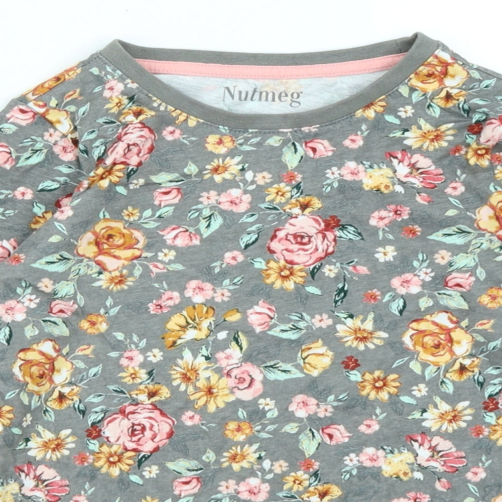 Nutmeg Girls Grey Floral  Basic T-Shirt Size 8-9 Years