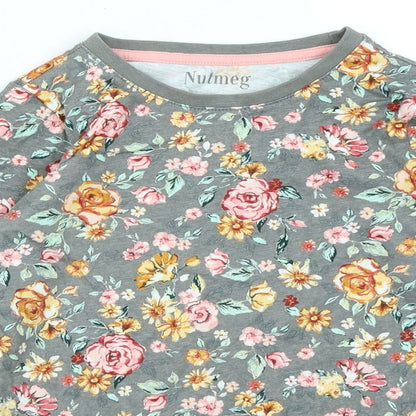 Nutmeg Girls Grey Floral  Basic T-Shirt Size 8-9 Years