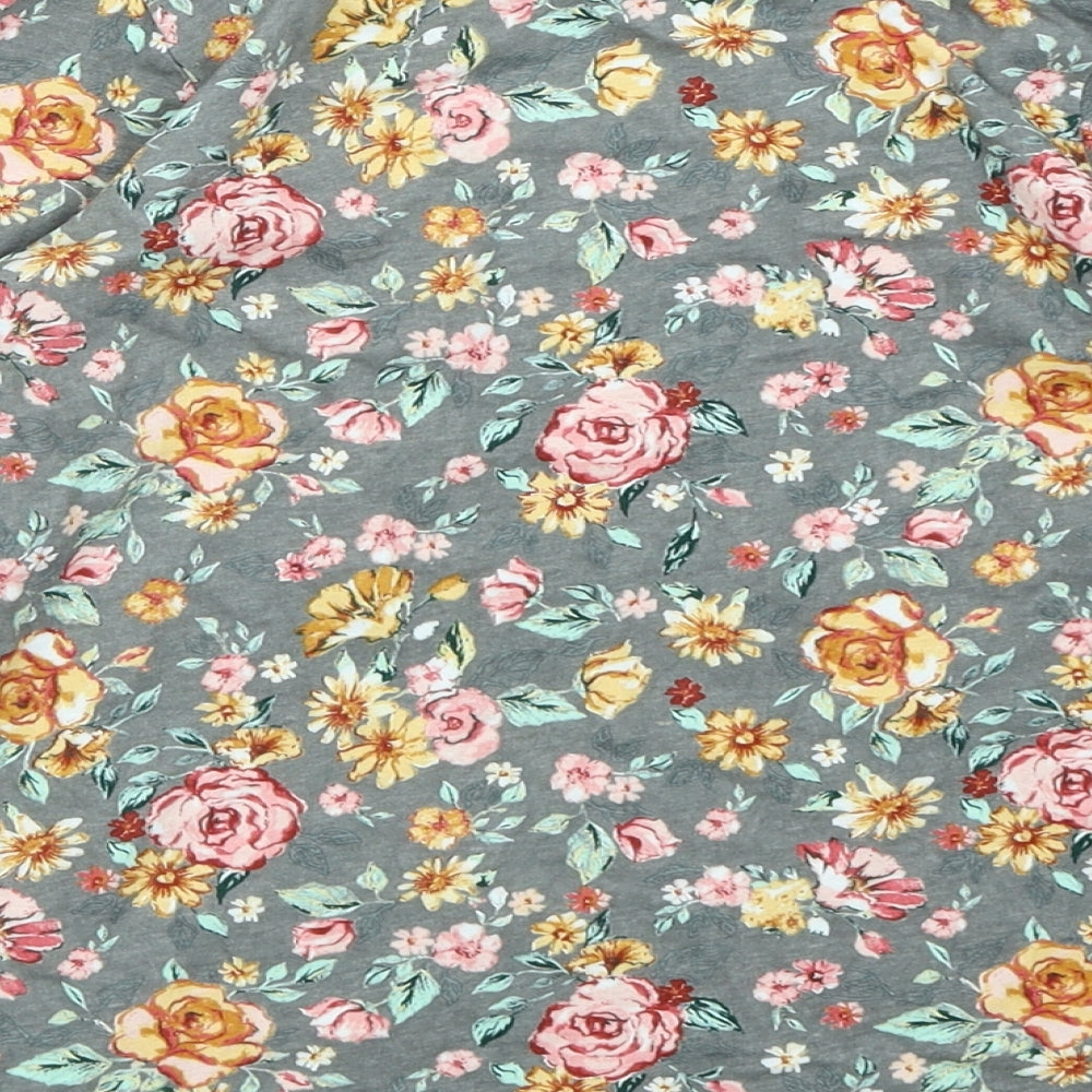 Nutmeg Girls Grey Floral  Basic T-Shirt Size 8-9 Years