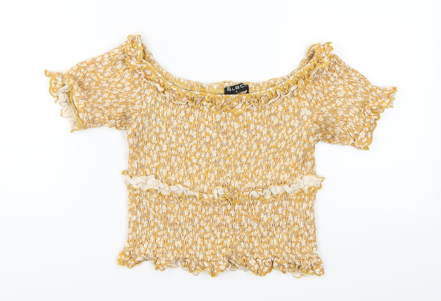 Womens UK Size S Select Yellow Cropped T-Shirt