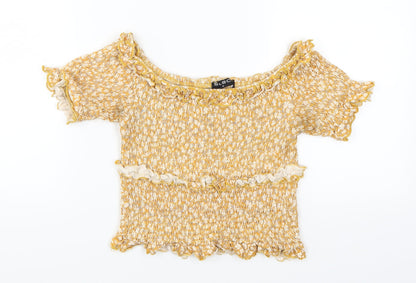 Womens UK Size S Select Yellow Cropped T-Shirt