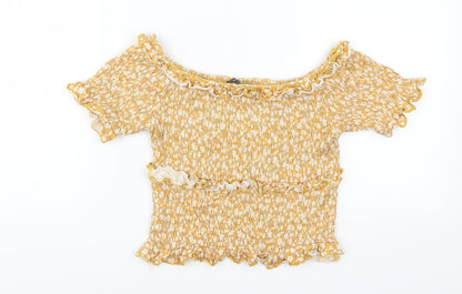 Womens UK Size S Select Yellow Cropped T-Shirt