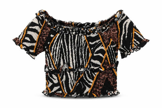 Womens UK Size S Select Black Cropped T-Shirt