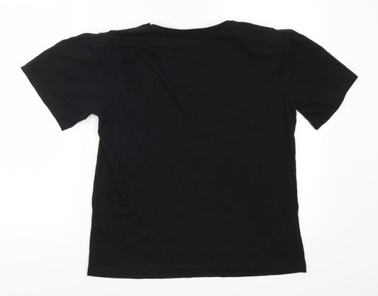 Womens UK Size M Zara Black Basic T-Shirt
