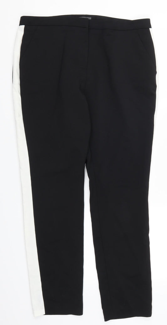Primark Womens Black Striped  Trousers  Size 10 L27 in - White Side Stripes