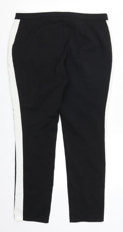 Primark Womens Black Striped  Trousers  Size 10 L27 in - White Side Stripes