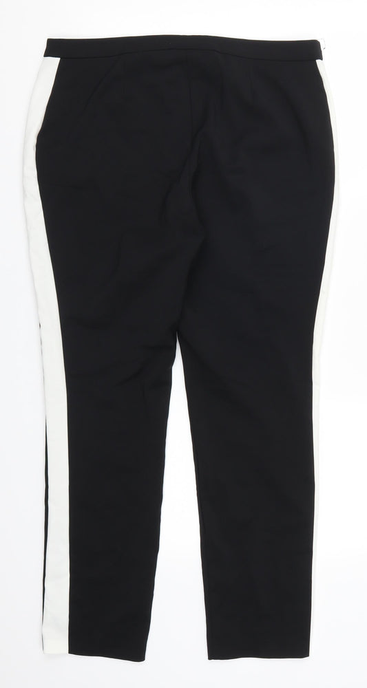 Primark Womens Black Striped  Trousers  Size 10 L27 in - White Side Stripes