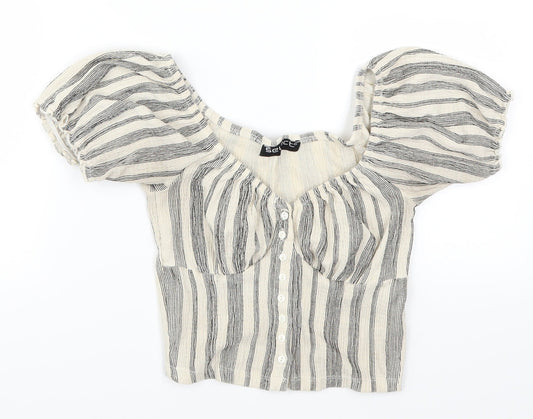 Womens UK Size S Select Beige Cropped T-Shirt