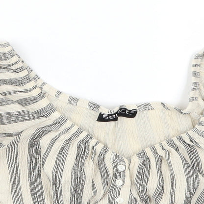 Womens UK Size S Select Beige Cropped T-Shirt