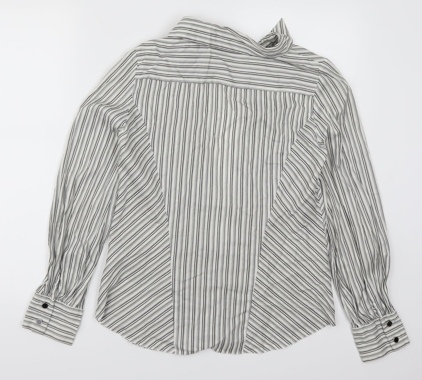 Wallis Womens Grey Striped  Basic Button-Up Size 12