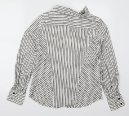 Wallis Womens Grey Striped  Basic Button-Up Size 12