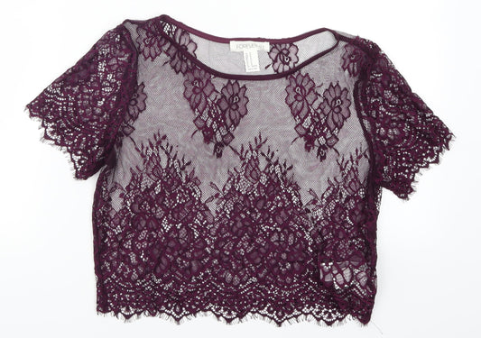 FOREVER 21 Womens Purple  Lace Basic T-Shirt Size M