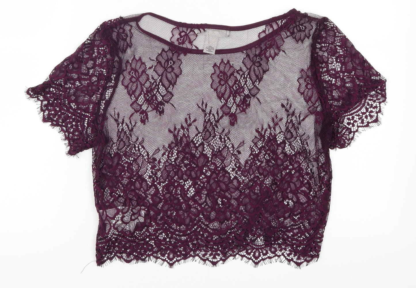 FOREVER 21 Womens Purple  Lace Basic T-Shirt Size M
