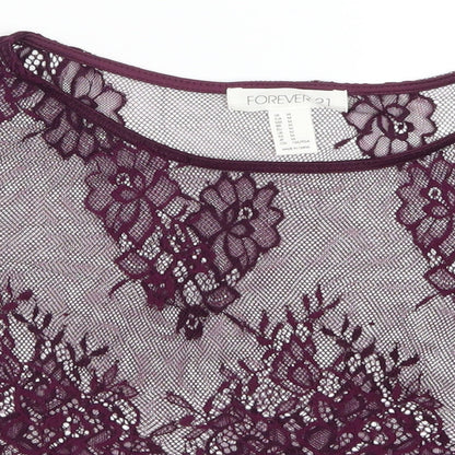 FOREVER 21 Womens Purple  Lace Basic T-Shirt Size M