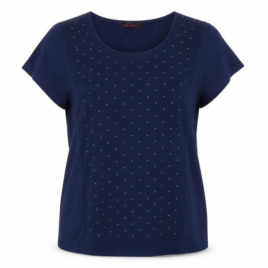 So Fabulous Womens Blue Polka Dot  Basic T-Shirt Size 16
