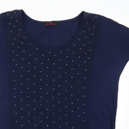 So Fabulous Womens Blue Polka Dot  Basic T-Shirt Size 16