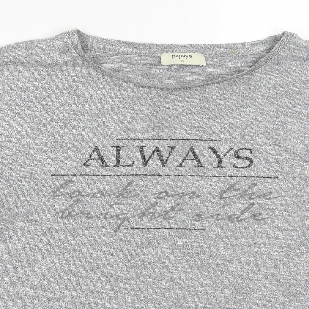 Papaya Womens Grey   Basic T-Shirt Size 12  - Always Look on the Bright Side
