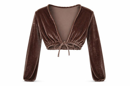Womens UK Size 6 PRETTYLITTLETHING Brown Cropped Blouse