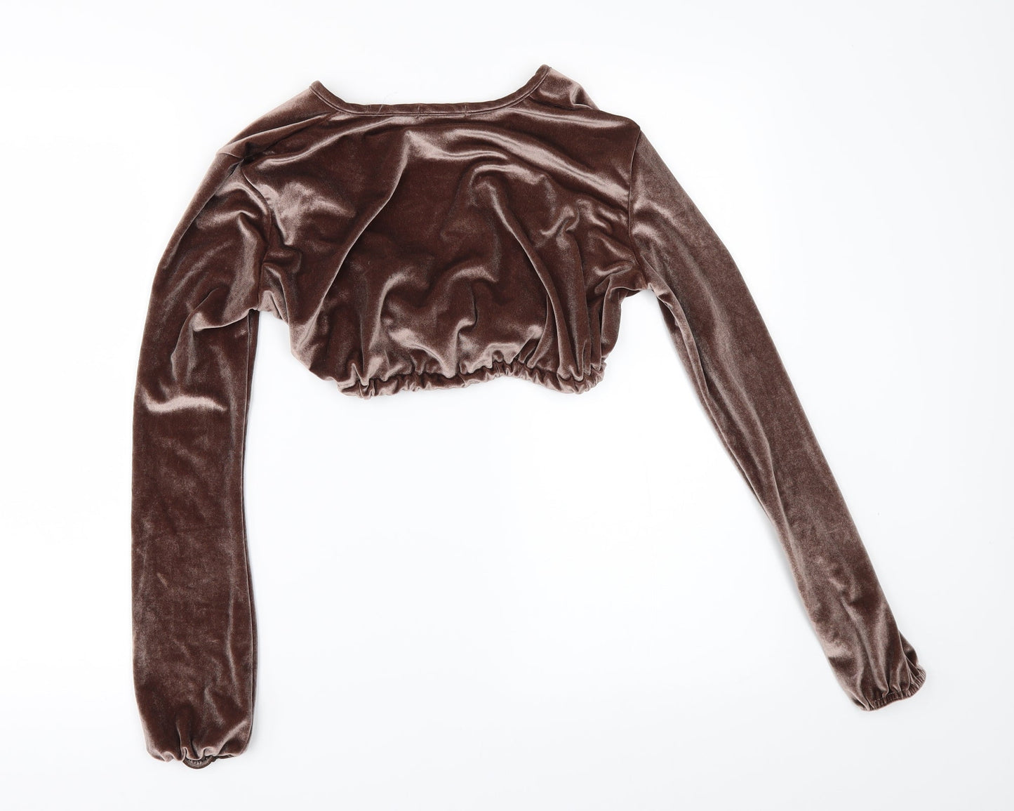 Womens UK Size 6 PRETTYLITTLETHING Brown Cropped Blouse