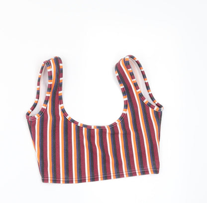 Boohoo Womens Multicoloured Striped  Cropped T-Shirt Size 6