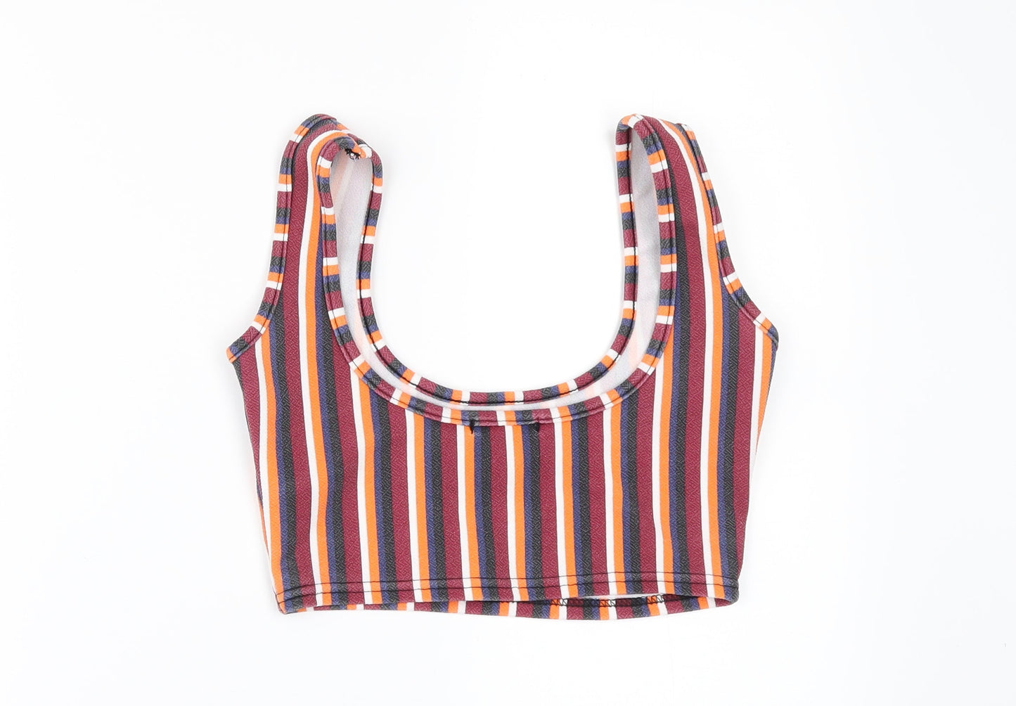 Boohoo Womens Multicoloured Striped  Cropped T-Shirt Size 6