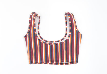 Boohoo Womens Multicoloured Striped  Cropped T-Shirt Size 6