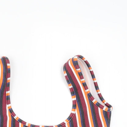 Boohoo Womens Multicoloured Striped  Cropped T-Shirt Size 6
