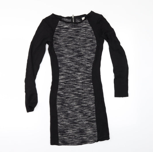 H&M Womens Black Striped  Bodycon  Size 6
