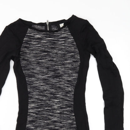 H&M Womens Black Striped  Bodycon  Size 6