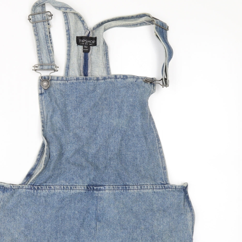 Topshop Womens Blue  Denim Pinafore/Dungaree Dress  Size 6