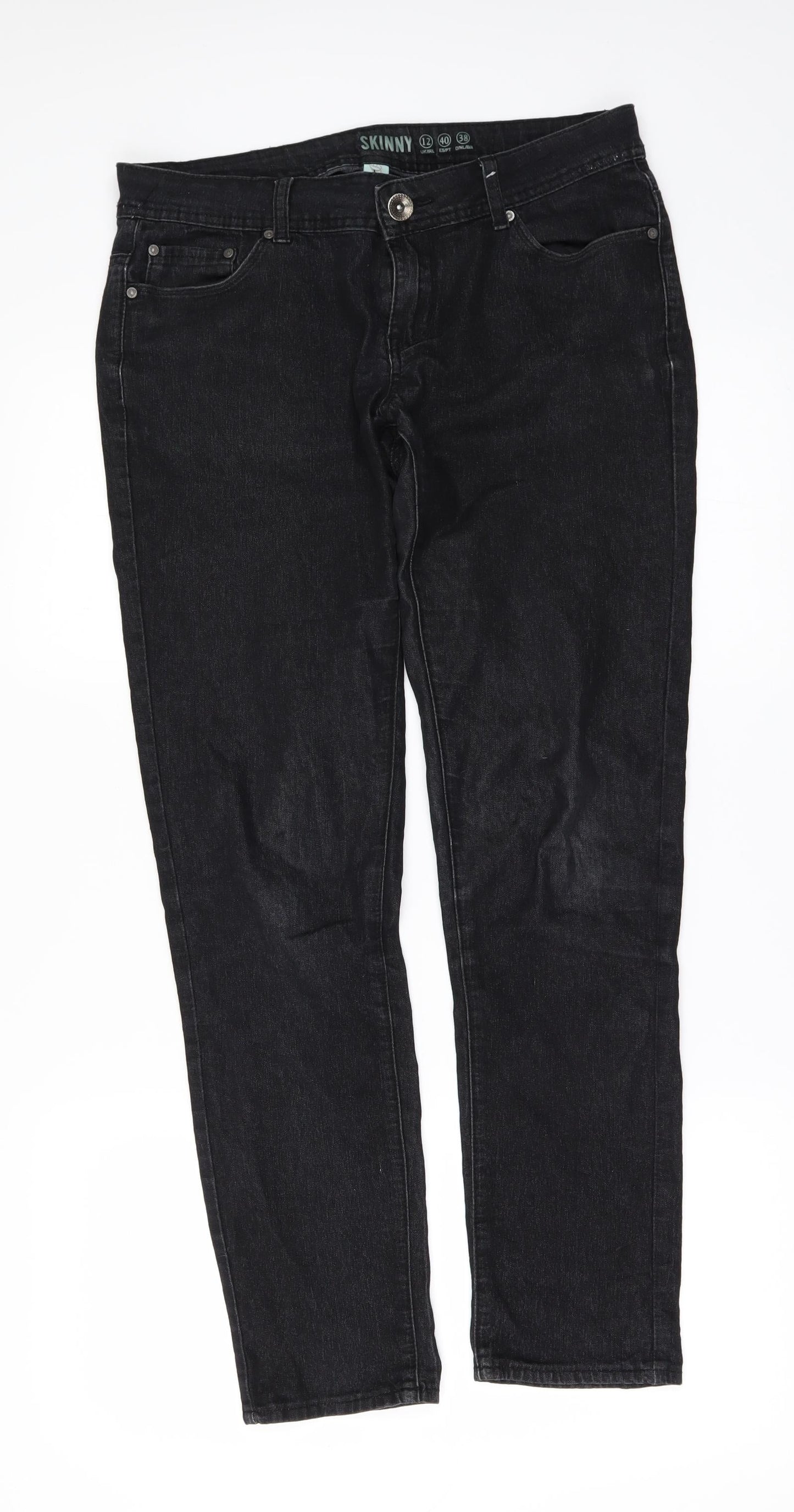 Denim & Co. Womens Black  Denim Skinny Jeans Size 12 L29 in