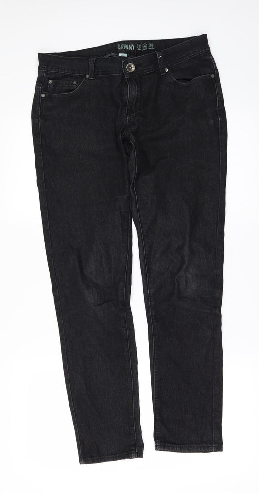 Denim & Co. Womens Black  Denim Skinny Jeans Size 12 L29 in